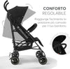 KIKKABOO Passeggino BEETLE - Passeggino da viaggio omologato fino a 22 kg - Pieghevole, Leggero, Compatto, colore NERO - telaio in alluminio, Chiusura Compatta, Schienale Reclinabile e Regolabile, Poggiagambe