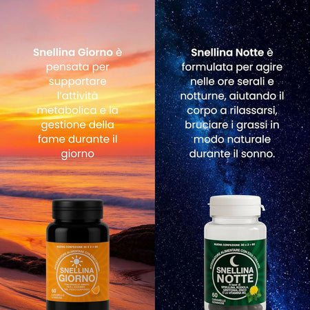 Snellina Giorno & Notte Dimagrante Donna – Integratore Brucia Grassi Naturale con Arancio Amaro, Griffonia e Rodhiola