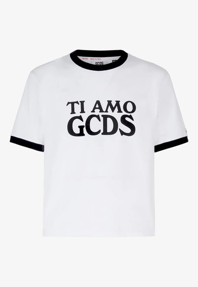 GCDS T-SHIRT TI AMO BOXY T-SHIRT da donna