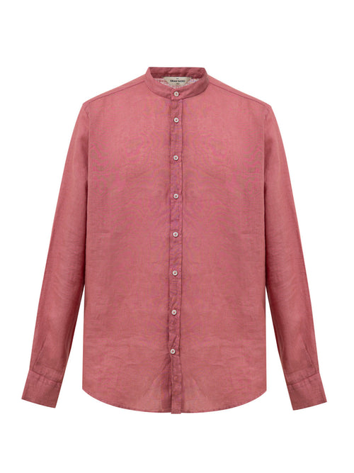 Gran Sasso Camicia Coreana in Lino Rosso da uomo