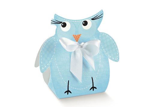 Scatolina Nascita Bimbo Gufo Celeste Florentina