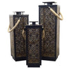 Kit Lanterne decorative Coline portacandela in metallo con decoro interno oro h 69 cm