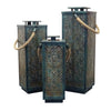 Kit 3 Lanterne decorative in metallo con portacandela decorato interno oro h 69 cm