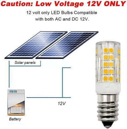 Lampadina LED E14 AC/DC 12V-24V 3,5W RESA 35W 64SMD 2835 Bianco Caldo 3000K Barca Camper Luce Votiva