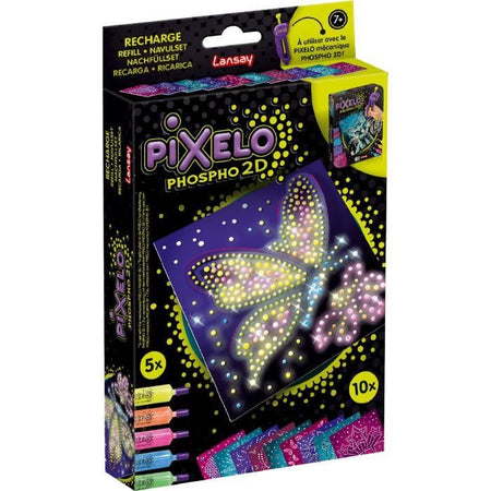 Ricarica - LANSAY - Pixelo Phospho 2D - 10 illustrazioni fosforescenti da creare e far brillare al buio, dai 7 anni