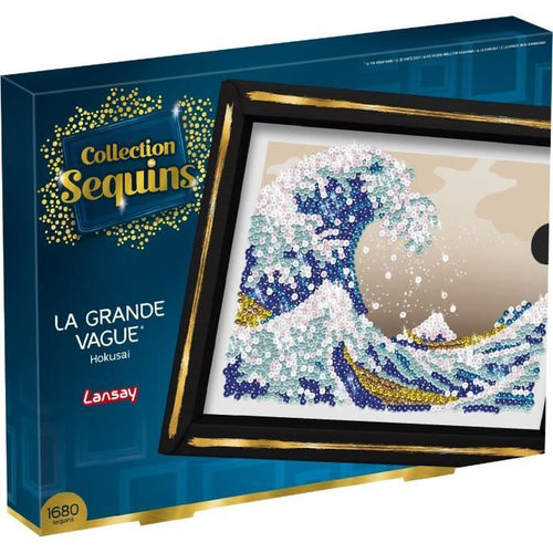 Kit creativo per il tempo libero - LANSAY - Collezione Paillettes - La Grande Onda - Hokusai - Età 14