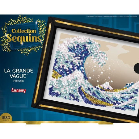 Kit creativo per il tempo libero - LANSAY - Collezione Paillettes - La Grande Onda - Hokusai - Età 14