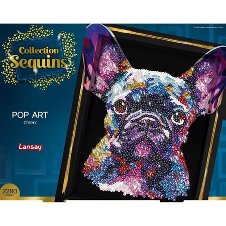 Kit per il tempo libero creativo - LANSAY - Collezione paillettes - Cane pop art - Da 14 anni