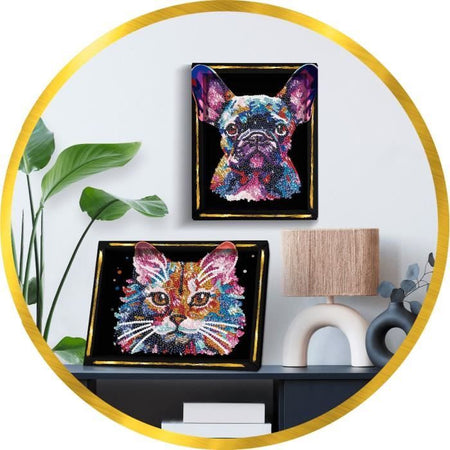 Kit per il tempo libero creativo - LANSAY - Collezione paillettes - Gatto pop art - Dai 14 anni