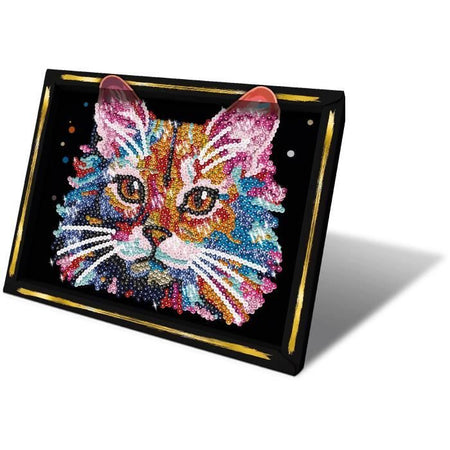 Kit per il tempo libero creativo - LANSAY - Collezione paillettes - Gatto pop art - Dai 14 anni