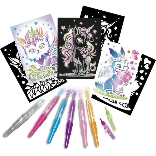 Blopens - LANSAY - Creature scintillanti - 6 stencil - Età 6 anni in su