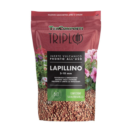 Lapillino 5-10 mm Inerte Vulcanico Bio Pronto All'Uso TerComposti Triplo
