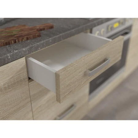 Mobile basso a 4 cassetti con piano di lavoro - finitura rovere Sonoma - L 40 x P 51.6 x H 85 cm - LASSEN