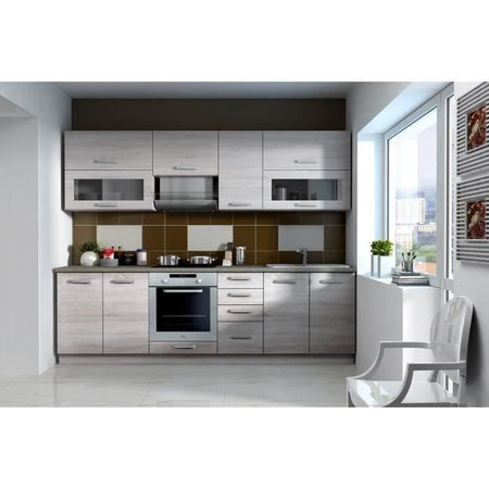 Mobile basso a 4 cassetti con piano di lavoro - finitura rovere Sonoma - L 40 x P 51.6 x H 85 cm - LASSEN