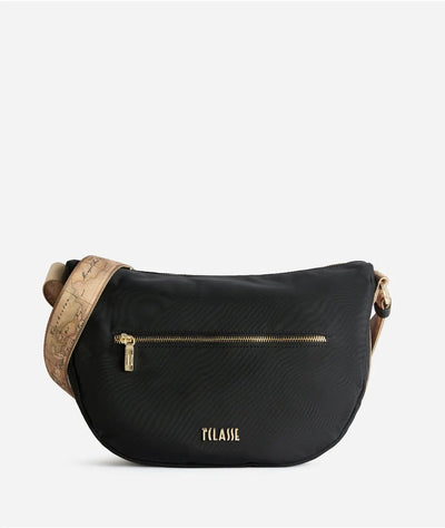 1^ Classe Borsa donna Stormy Nylon tracolla a mezzaluna grande Nera