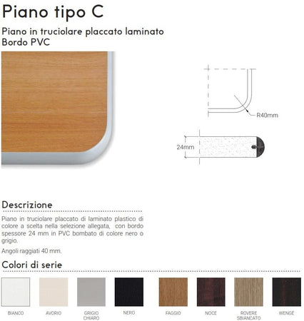 Tavolo da mensa con telaio in tubo di acciaio e sedute in vari colori in polipropilene cm. 200x130