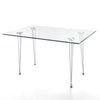 Tavolo scrittoio, in vetro trasparente, con gambe in metallo cromato, per arredamento interni