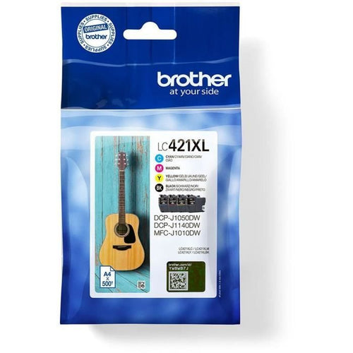 4 cartucce d'inchiostro LC421XLVAL - BROTHER - Nero, Ciano, Magenta e Giallo 500 pagine - Per DCP-J1050DW, MFC-J1010DW e DCP-J1140DW