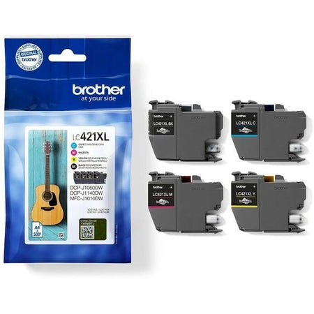 4 cartucce d'inchiostro LC421XLVAL - BROTHER - Nero, Ciano, Magenta e Giallo 500 pagine - Per DCP-J1050DW, MFC-J1010DW e DCP-J1140DW