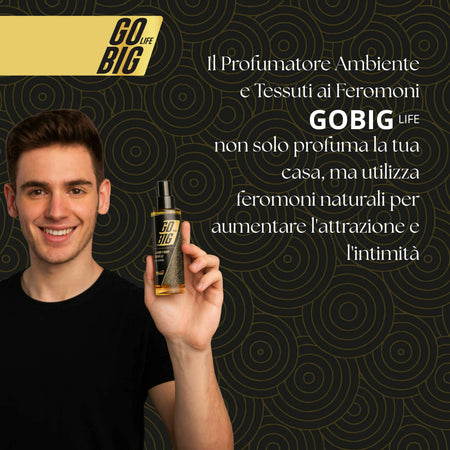 Gobig life profumatore ambiente e tessuti ai feromoni | fragranza seducente per lenzuola, divani e ambienti | aumenta l'attrazione e la passione in casa | diffusore elegante e accogliente