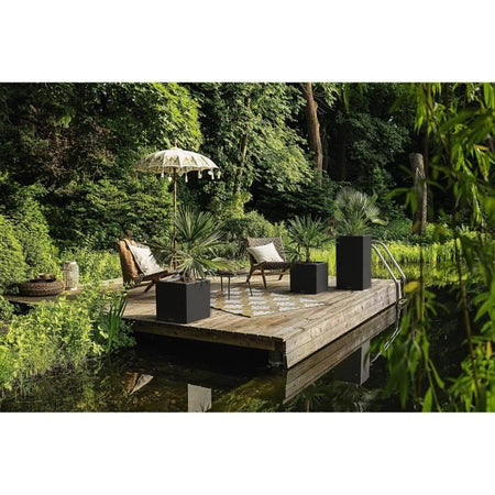 Vaso da fiori LECHUZA Canto Stone Column 40 - kit LED completo, nero grafite