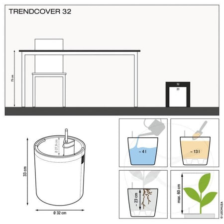 Jardiniere - Trend cover 32 - Kit completo di sughero - Beige chiaro - 13 L - LECHUZA
