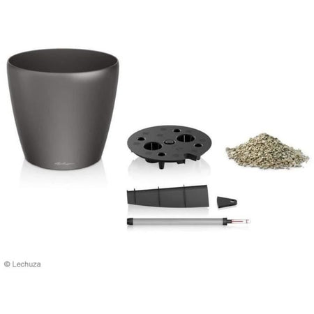 Vaso da fiori LECHUZA Classico Premium 60 - set completo, tortora lucido