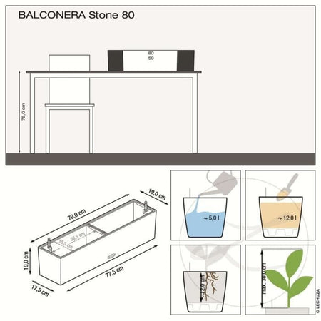 LECHUZA Jardiniere BALCONERA Stone 80 ALL-IN-ONE Beige