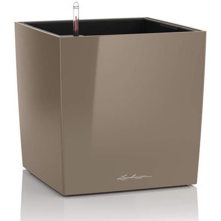 Vaso da fiori LECHUZA Cube Premium 50 - set completo, tortora lucido