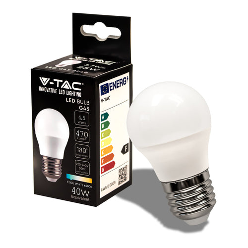 V-TAC Lampadina LED E27 4,5W G45 6500K