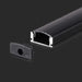 V-TAC Profilo Lineare per Strip LED fino a 12.4mm, Alluminio Nero con Copertura Nera Opaca 2000x17.4x7mm