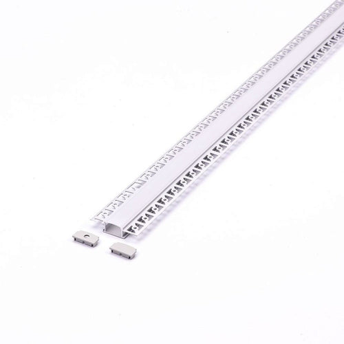 V-TAC Profilo Lineare da Incasso Cartongesso per Strip LED fino a 20.7mm, Alluminio Silver con Copertura Opaca 2000x61.5x14mm