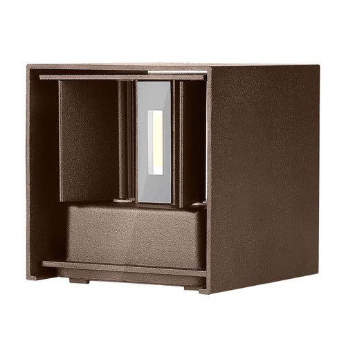 Lampada LED da Muro Quadrata Doppio LED COB 11W 140LM/W Colore Corten Satinato Fascio Luminoso Regolabile 3000K IP65 - ElettroWatt.eu
