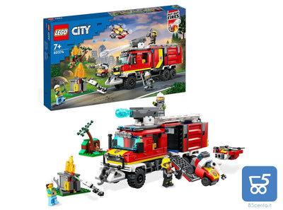 LEGO City Autopompa dei Vigili del Fuoco Unità di Comando dei Pompieri con Camion Giocattolo e Droni +7 Anni 60374