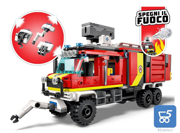 LEGO City Autopompa dei Vigili del Fuoco Unità di Comando dei Pompieri con Camion Giocattolo e Droni +7 Anni 60374