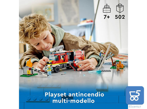 LEGO City Autopompa dei Vigili del Fuoco Unità di Comando dei Pompieri con Camion Giocattolo e Droni +7 Anni 60374