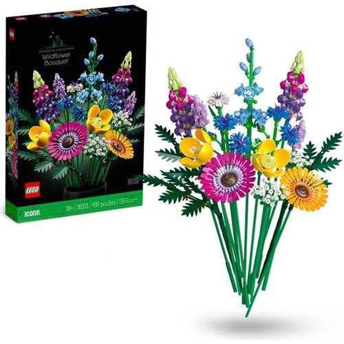 Icone Lego 10313 Bouquet di fiori selvatici, piante artificiali con papaveri, per adulti