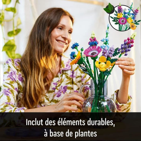 Icone Lego 10313 Bouquet di fiori selvatici, piante artificiali con papaveri, per adulti