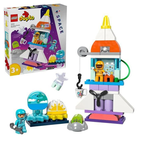LEGO DUPLO Avventura sullo Space Shuttle 3-in-1, Giocattolo costruibile per razzi, Gioco educativo, 10422