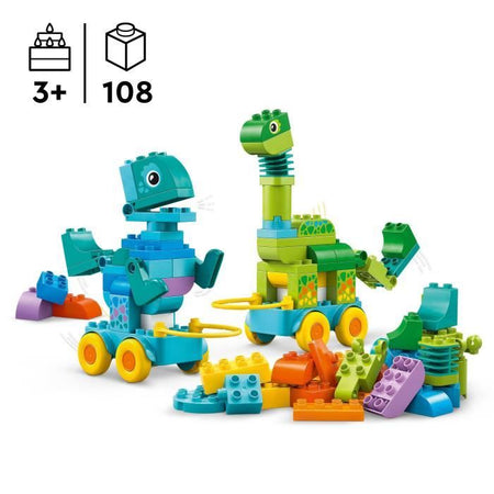 LEGO DUPLO My Town 10451 Dinosauri su Ruote 3 in 1 - Gioco di apprendimento precoce per bambini di 3 anni