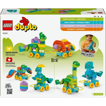 LEGO DUPLO My Town 10451 Dinosauri su Ruote 3 in 1 - Gioco di apprendimento precoce per bambini di 3 anni