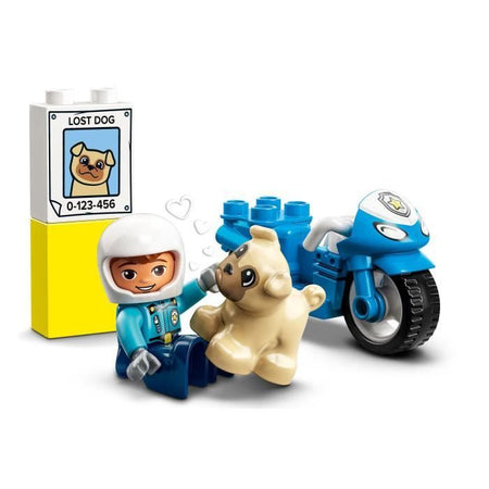 LEGO 10967 DUPLO La moto della polizia, giocattolo per bambini dai 2 anni in su, che sviluppa abilità motorie