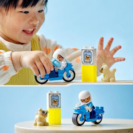 LEGO 10967 DUPLO La moto della polizia, giocattolo per bambini dai 2 anni in su, che sviluppa abilità motorie