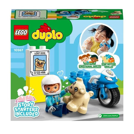 LEGO 10967 DUPLO La moto della polizia, giocattolo per bambini dai 2 anni in su, che sviluppa abilità motorie