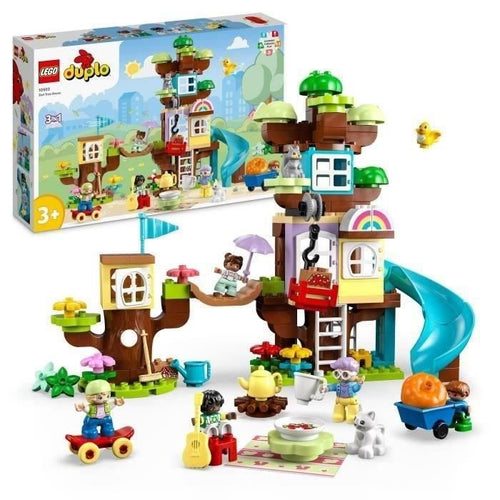 LEGO DUPLO 10993 La capanna nell'albero 3 in 1, giocattolo educativo per bambini di 3 anni, con mattoni