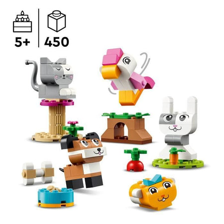 LEGO 11034 Classic Animali creativi, giocattolo animale, modello di cane, gatto, coniglio, criceto e uccello