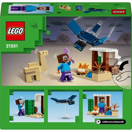 LEGO 21251 Minecraft Spedizione nel deserto di Steve, videogioco giocattolo, bioma con casa e minifigure