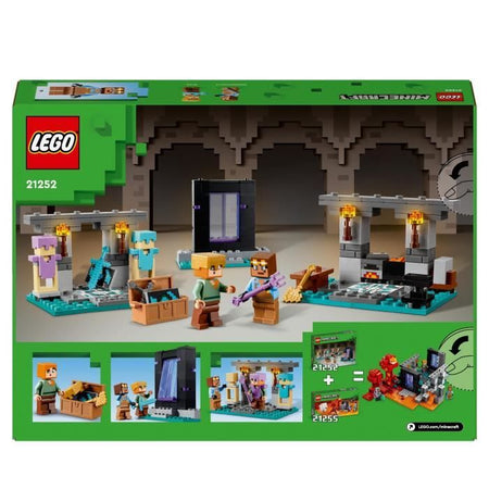 LEGO 21252 Minecraft L'Armeria, giocattolo con lavorazione delle armi con personaggi dei videogiochi, minifigure di Alex