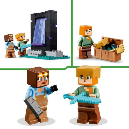 LEGO 21252 Minecraft L'Armeria, giocattolo con lavorazione delle armi con personaggi dei videogiochi, minifigure di Alex