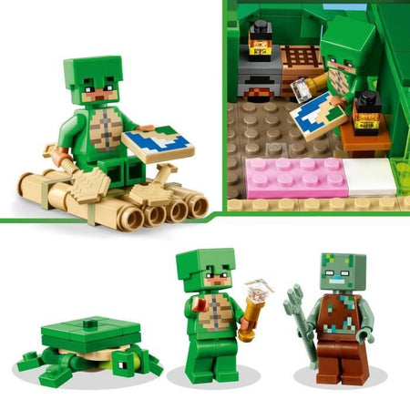 LEGO 21254 Minecraft Casa sulla spiaggia delle tartarughe, giocattolo con accessori, minifigure dei personaggi dei videogiochi